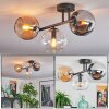 Koyoto ceiling light, globe light Amber, chrome, clear, Smoke-coloured, 3-light sources