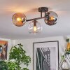 Koyoto ceiling light, globe light Amber, chrome, clear, Smoke-coloured, 3-light sources