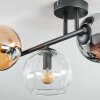 Koyoto ceiling light, globe light Amber, chrome, clear, Smoke-coloured, 3-light sources