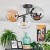 Koyoto ceiling light, globe light Amber, chrome, clear, Smoke-coloured, 3-light sources