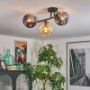 Ripoll ceiling light, globe light Amber, Smoke-coloured, 3-light sources