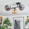 Ripoll ceiling light, globe light Amber, Smoke-coloured, 3-light sources