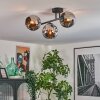 Ripoll ceiling light, globe light chrome, Smoke-coloured, 3-light sources