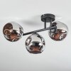Ripoll ceiling light, globe light chrome, Smoke-coloured, 3-light sources