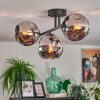 Ripoll ceiling light, globe light chrome, Smoke-coloured, 3-light sources