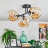 Ripoll ceiling light, globe light Amber, 3-light sources