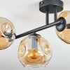 Ripoll ceiling light, globe light Amber, 3-light sources