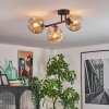 Ripoll ceiling light, globe light Amber, 3-light sources