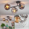 Ripoll ceiling light, globe light chrome, clear, Smoke-coloured, 3-light sources