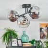 Ripoll ceiling light, globe light chrome, clear, Smoke-coloured, 3-light sources