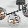 Ripoll ceiling light, globe light chrome, clear, Smoke-coloured, 3-light sources