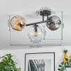 Ripoll ceiling light, globe light Amber, clear, Smoke-coloured, 3-light sources