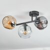 Ripoll ceiling light, globe light Amber, clear, Smoke-coloured, 3-light sources