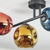 Ripoll ceiling light, globe light blue, gold, coppery, 3-light sources