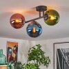 Gastor ceiling light, globe light blue, green, coppery, 3-light sources