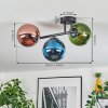 Gastor ceiling light, globe light blue, green, coppery, 3-light sources
