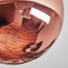 Gastor ceiling light, globe light blue, green, coppery, 3-light sources