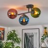 Gastor ceiling light, globe light blue, green, coppery, 3-light sources