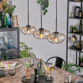 Mertola hanging light, pendant light Amber, clear, 3-light sources