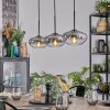 Mertola hanging light, pendant light clear, Smoke-coloured, 3-light sources