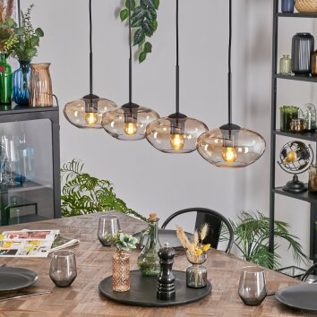 Mertola hanging light, pendant light Amber, clear, 4-light sources