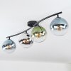 Gastor ceiling light, globe light blue, chrome, green, clear, Smoke-coloured, 4-light sources