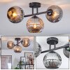Ripoll ceiling light, globe light chrome, Smoke-coloured, 3-light sources