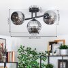Ripoll ceiling light, globe light chrome, Smoke-coloured, 3-light sources