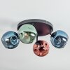 Ripoll ceiling light, globe light blue, green, coppery, 4-light sources