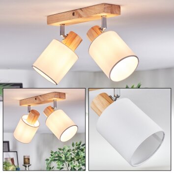 Fallhagen ceiling light, ceiling spotlight chrome, Light wood, 2-light sources