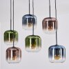 Lauden hanging light, pendant light blue, green, clear, coppery, 6-light sources