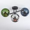 Gastor ceiling light, globe light blue, chrome, green, Smoke-coloured, 3-light sources
