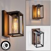 Portalis outdoor wall light, wall light Wood like finish, black, 1-light source