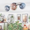 Chehalis ceiling light, globe light blue, green, clear, coppery, 4-light sources