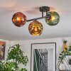 Ripoll ceiling light, globe light gold, green, coppery, 3-light sources