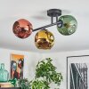 Ripoll ceiling light, globe light gold, green, coppery, 3-light sources