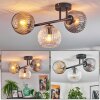 Ripoll ceiling light, globe light Amber, clear, Smoke-coloured, 3-light sources