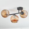 Ripoll ceiling light, globe light Amber, 3-light sources