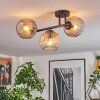 Ripoll ceiling light, globe light Amber, clear, 3-light sources