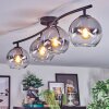 Koyoto ceiling light, globe light clear, Smoke-coloured, 4-light sources