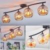 Koyoto ceiling light, globe light Amber, 4-light sources