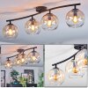 Koyoto ceiling light, globe light Amber, clear, 4-light sources