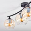 Koyoto ceiling light, globe light Amber, clear, 4-light sources