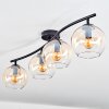 Koyoto ceiling light, globe light Amber, clear, 4-light sources