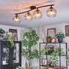 Koyoto ceiling light, globe light Amber, clear, 4-light sources