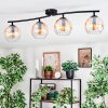 Koyoto ceiling light, globe light Amber, clear, 4-light sources