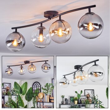 Gastor ceiling light, globe light Amber, clear, Smoke-coloured, 4-light sources