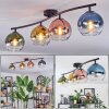 Koyoto ceiling light, globe light blue, gold, green, clear, coppery, 4-light sources