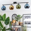 Koyoto ceiling light, globe light blue, gold, green, 4-light sources