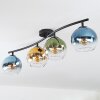 Koyoto ceiling light, globe light blue, gold, green, clear, 4-light sources